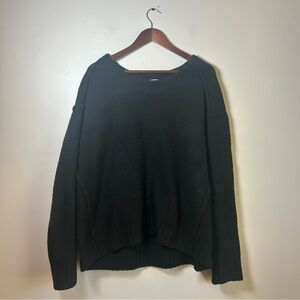 We The Free Black Textured Oversized Long Sleeve Sweater Top Women L